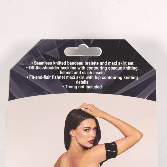 Dreamgirl Black Fishnet Lingerie Set Bralette & Maxi Skirt Two Piece One Size - Picture 5 of 7